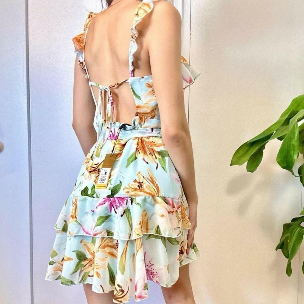 Forever 21 Ruffled Overlay Floral Mini Dress with Tie Details 🤍 (Brand N… - Picture 7 of 8